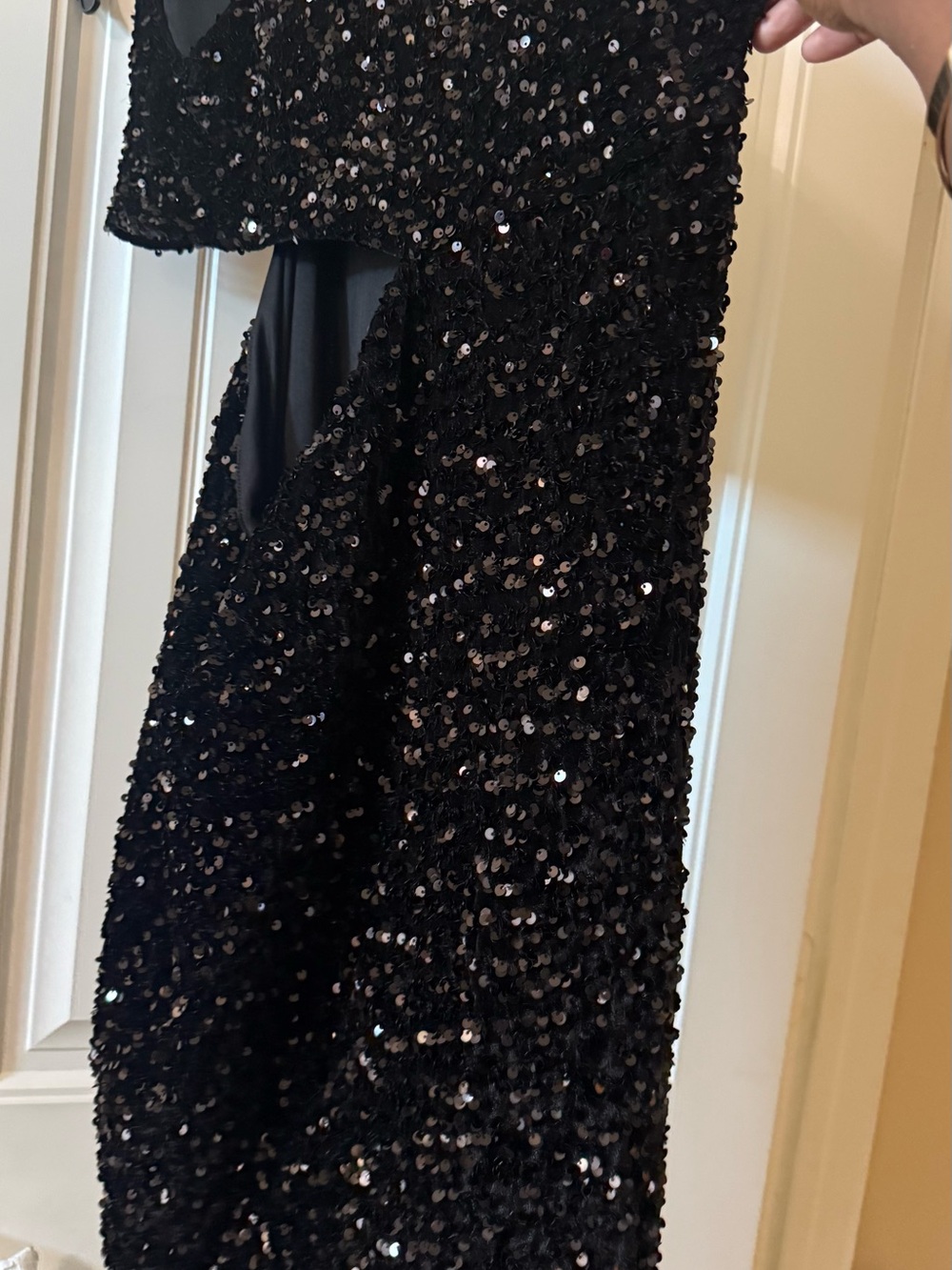 Fashion Nova Black Sequin One-Shoulder Cutout Bodycon Dress - Picture 2 of 4